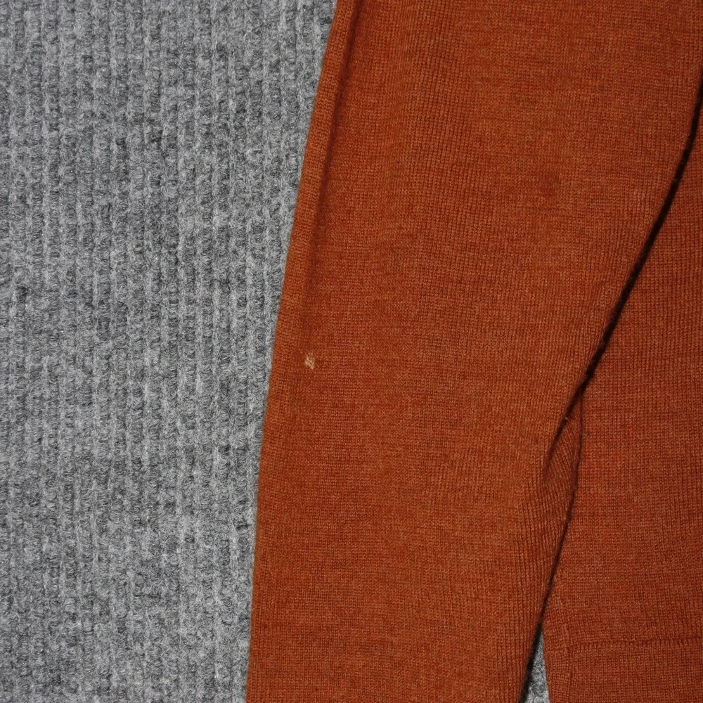 Garret Scott Sweater‎ Mens M Rust Orange Extra Fine Merino Wool Quarter Zip